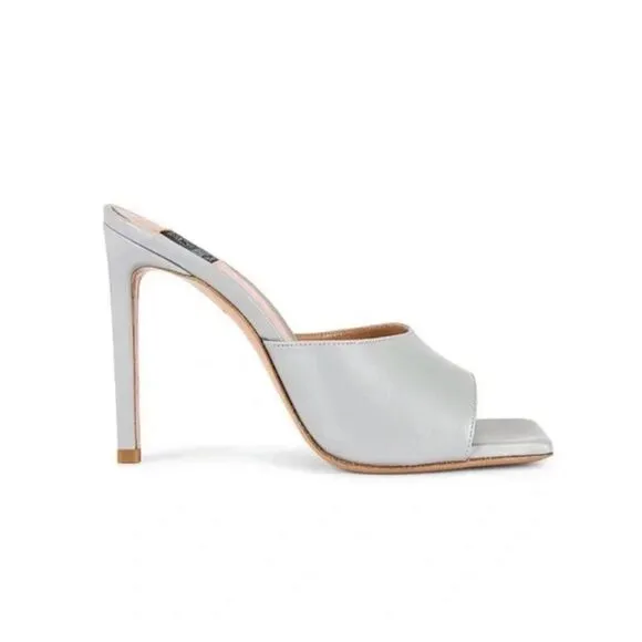 LITA by Ciara Silver Leather Stiletto Slides 39