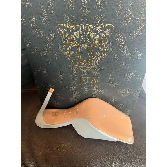 LITA by Ciara Silver Leather Stiletto Slides 39