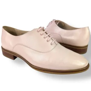 LK Bennett Elga Pink Saffiano Patent Leather Oxfords Brogues Lace Up 37 / 7