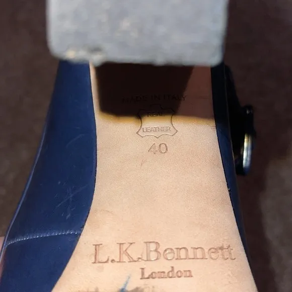 LK Bennett Red and Blue Chevron Block Heel - size 40
