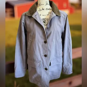 L.L. Bean Women’s Vintage Flannel Lined Barn Chore Coat w/Corduroy Trim - Med P