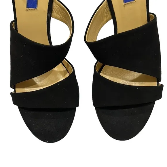LN Dee Keller Black Suede D’Orsay Strappy Open Toe Stiletto Heels - 38.5 / 7.5