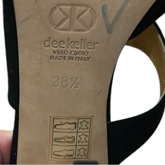 LN Dee Keller Black Suede D’Orsay Strappy Open Toe Stiletto Heels - 38.5 / 7.5