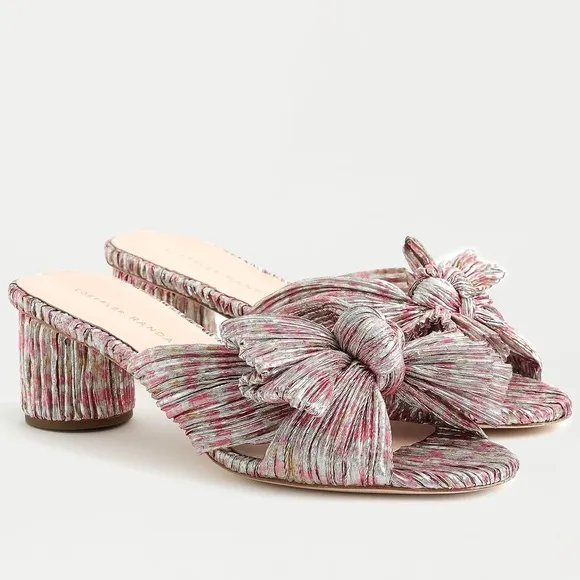 Loeffler Randall Emilia pleated bow heels in pink multicolor floral