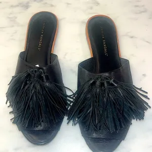 Loeffler Randall “kiki” black leather slides