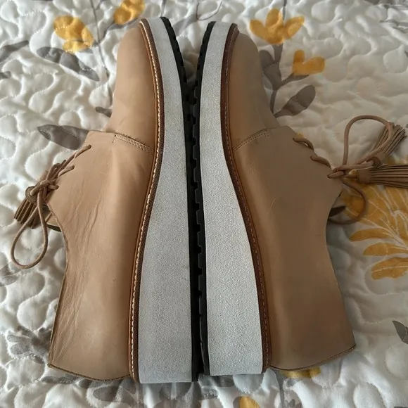 Loeffler Randall Leather Oxfords TAN MIXED SIZE Callie Leather Demi-Wedge Oxford
