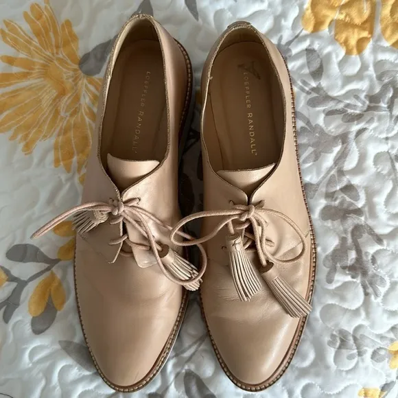 Loeffler Randall Leather Oxfords TAN MIXED SIZE Callie Leather Demi-Wedge Oxford
