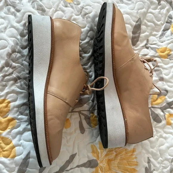 Loeffler Randall Leather Oxfords TAN MIXED SIZE Callie Leather Demi-Wedge Oxford