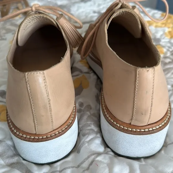 Loeffler Randall Leather Oxfords TAN MIXED SIZE Callie Leather Demi-Wedge Oxford