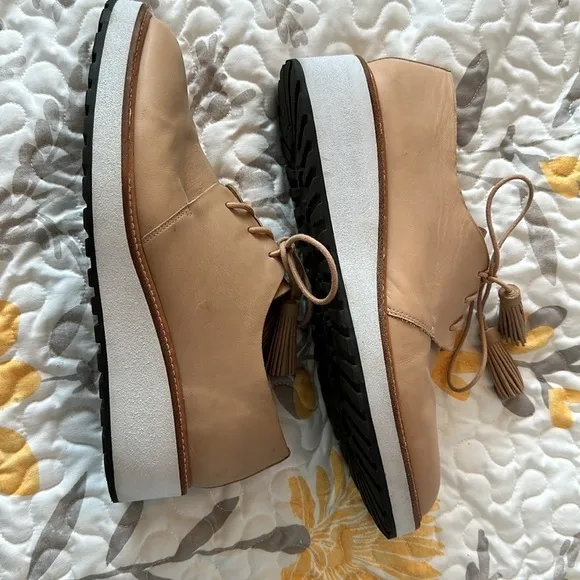 Loeffler Randall Leather Oxfords TAN MIXED SIZE Callie Leather Demi-Wedge Oxford
