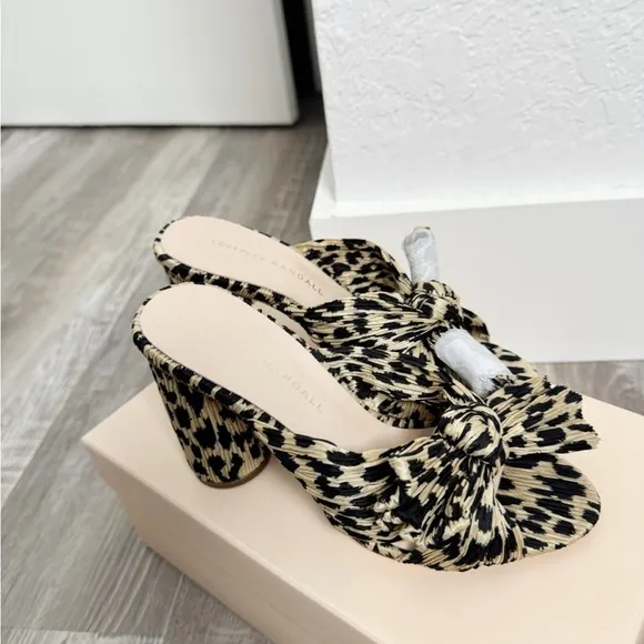 LOEFFLER RANDALL Leopard Emilia Pleated Knot Mules