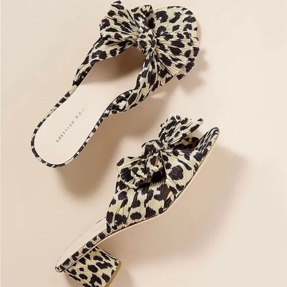 LOEFFLER RANDALL Leopard Emilia Pleated Knot Mules