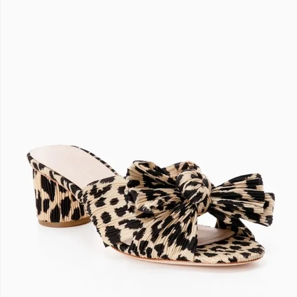 LOEFFLER RANDALL Leopard Emilia Pleated Knot Mules