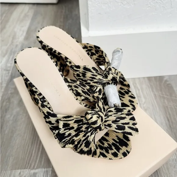 LOEFFLER RANDALL Leopard Emilia Pleated Knot Mules