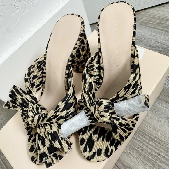 LOEFFLER RANDALL Leopard Emilia Pleated Knot Mules