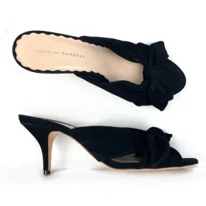 Loeffler Randall Luisa Black Suede Leather Bow Detail Open Toe Heels 10.5