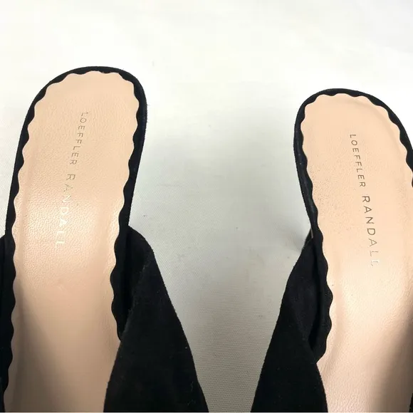 Loeffler Randall Luisa Black Suede Leather Bow Detail Open Toe Heels 10.5