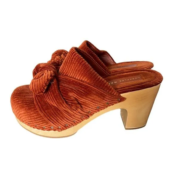 Loeffler Randall Neko Rust Corduroy Stud Clogs Wooden size 6