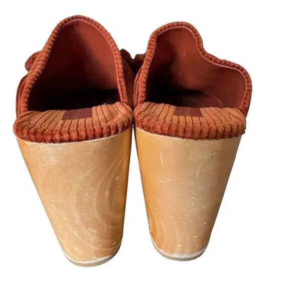 Loeffler Randall Neko Rust Corduroy Stud Clogs Wooden size 6