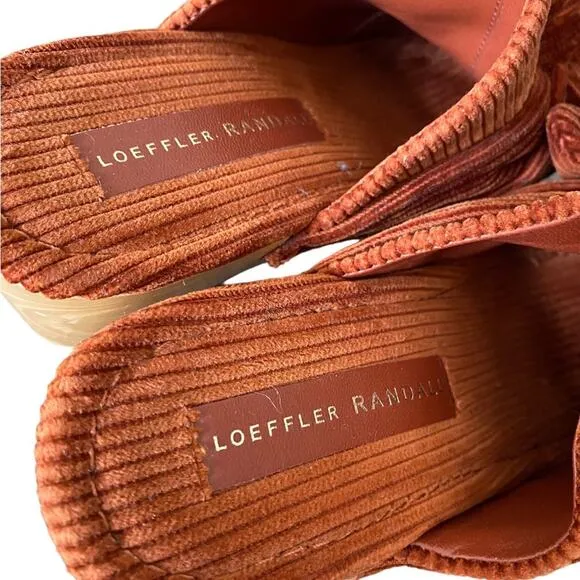 Loeffler Randall Neko Rust Corduroy Stud Clogs Wooden size 6
