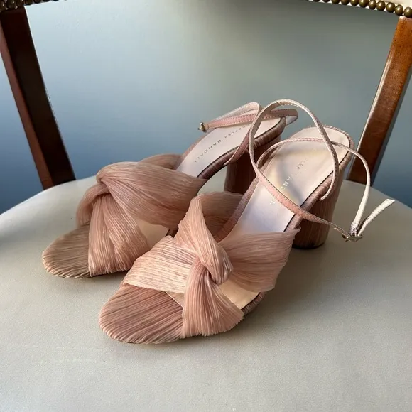 Loeffler Randall peachy pink Reed textured heels