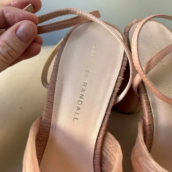 Loeffler Randall peachy pink Reed textured heels