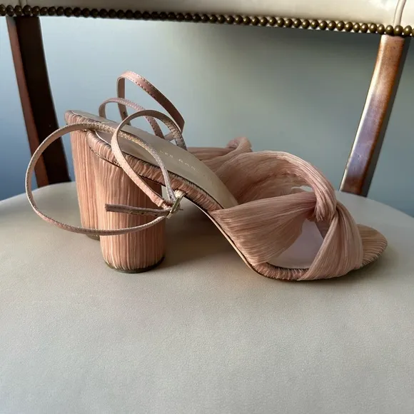 Loeffler Randall peachy pink Reed textured heels