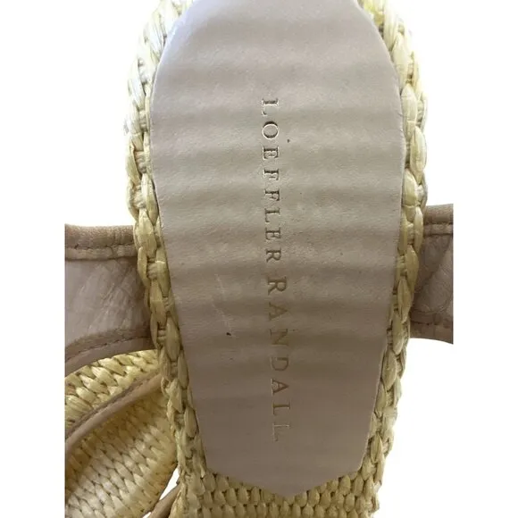 Loeffler Randall Vintage Woven Straw &amp; Leather Peep-Toe Valentine Wedge Heels
