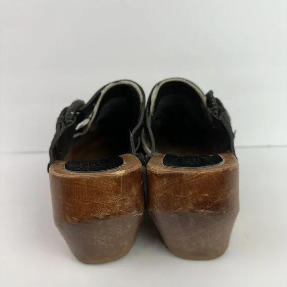 London Underground Clogs Calf Hair Zebra Print Slip On Mules EU 35 US 4-4.5