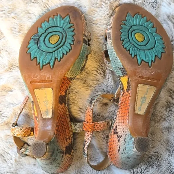 LOT Of 3 Pairs Womens BORN Comfort Heels Open Toe Platform Sandals Size 7