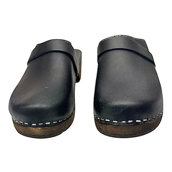 Lotta Women’s Classic Clog in Black with Brown Base with Strap EU 38 US 7.5 EUC
