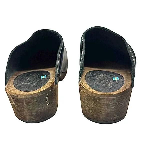 Lotta Women’s Classic Clog in Black with Brown Base with Strap EU 38 US 7.5 EUC