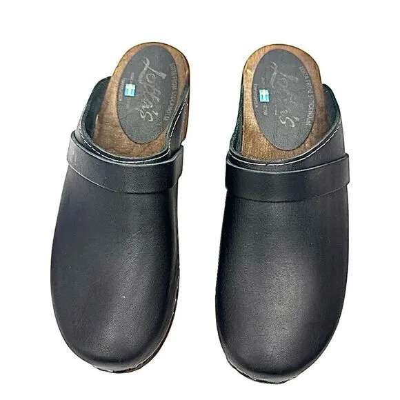 Lotta Women’s Classic Clog in Black with Brown Base with Strap EU 38 US 7.5 EUC