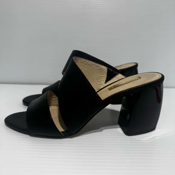 Louise Et Cie Black Leather Block Heels Size 9