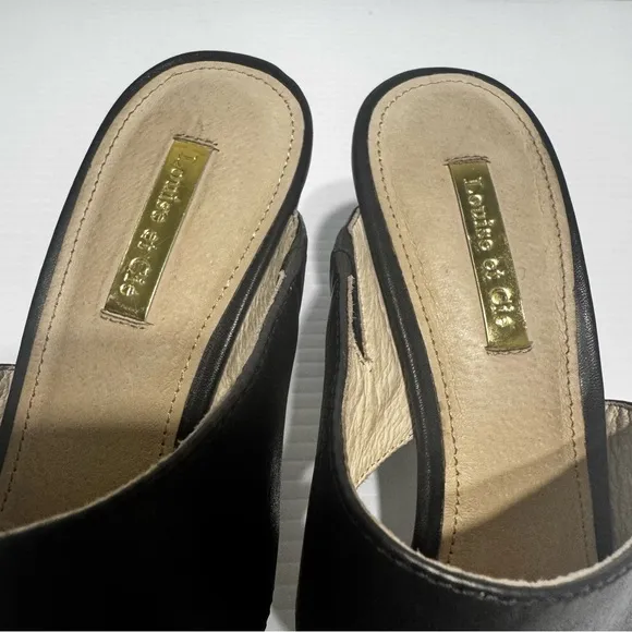 Louise Et Cie Black Leather Block Heels Size 9