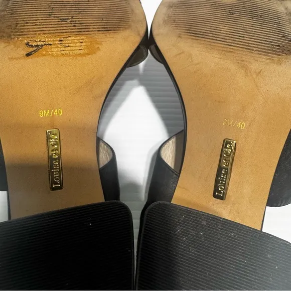 Louise Et Cie Black Leather Block Heels Size 9