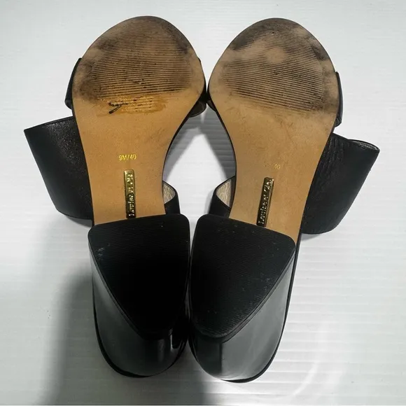 Louise Et Cie Black Leather Block Heels Size 9