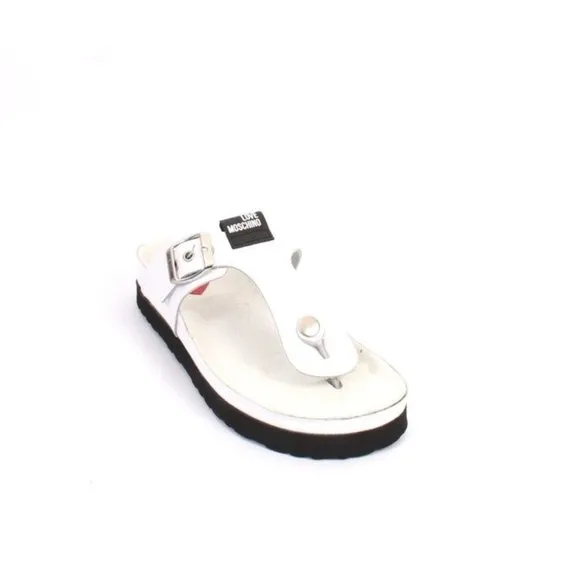 Love Moschino 28164a White Rubber Slides Platform Sandals