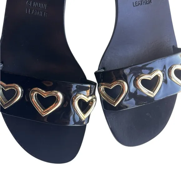 Love moschino heart block heels leather size 5.5