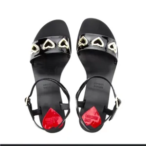 Love moschino heart block heels leather size 5.5