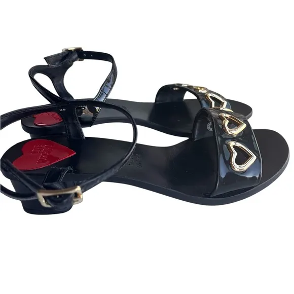 Love moschino heart block heels leather size 5.5