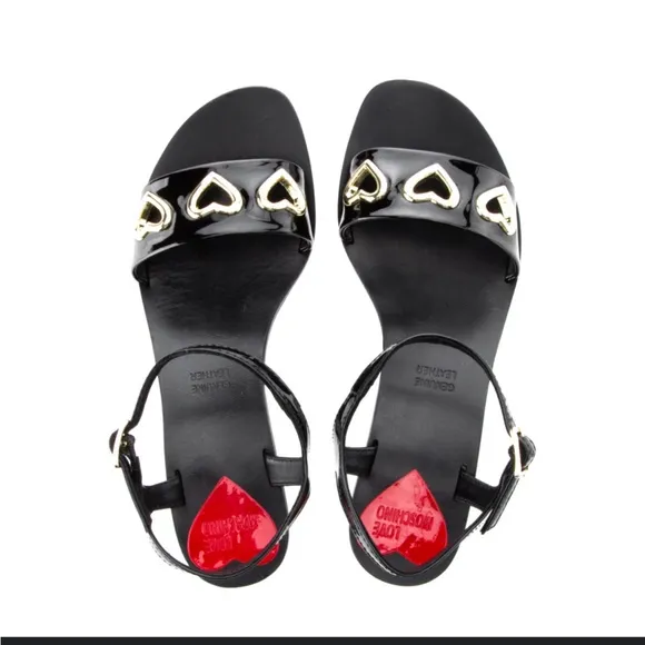 Love moschino heart block heels leather size 5.5