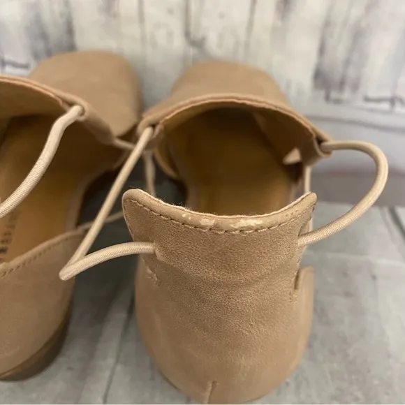 Lucky Brand Big Girl Size 5M 5 Brown Leather Slip On Heels Open Toe Tan Beige
