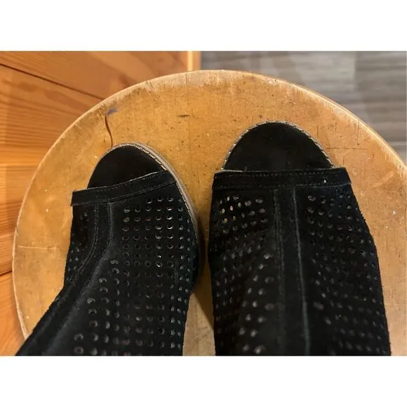 Lucky Brand Larise Cut Out Open Toe Ankle Bootie Womens Size 10M Black Slip On S