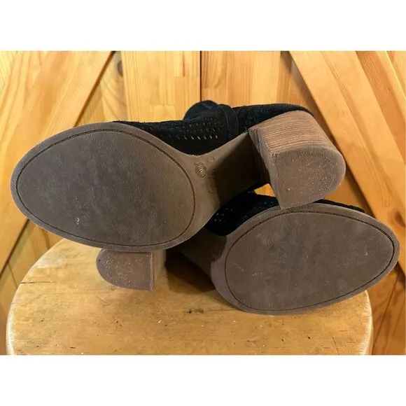 Lucky Brand Larise Cut Out Open Toe Ankle Bootie Womens Size 10M Black Slip On S