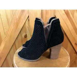 Lucky Brand Larise Cut Out Open Toe Ankle Bootie Womens Size 10M Black Slip On S