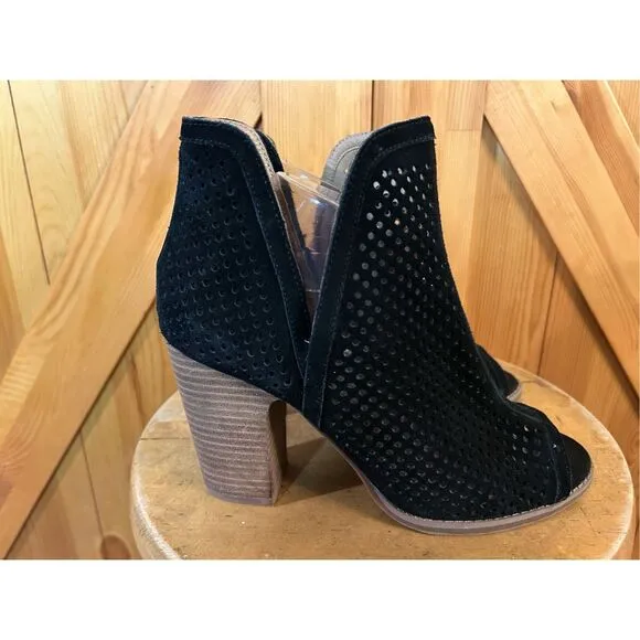 Lucky Brand Larise Cut Out Open Toe Ankle Bootie Womens Size 10M Black Slip On S