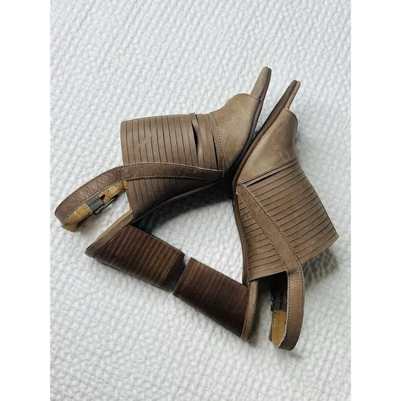 LUCKY BRAND Sling-Back Beige Block Chunky Boho Bohemian Hippie Open Toe Heels 7M