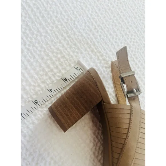 LUCKY BRAND Sling-Back Beige Block Chunky Boho Bohemian Hippie Open Toe Heels 7M