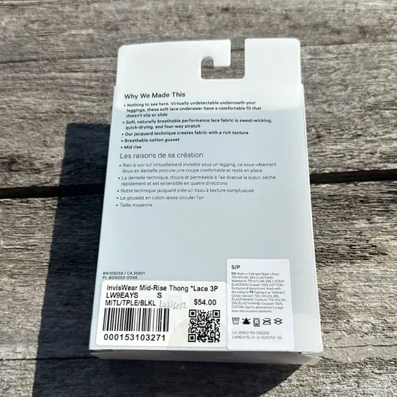 Lululemon InvisiWear Mid-Rise Thong Underwear Lace 3 Pack size Small NWT